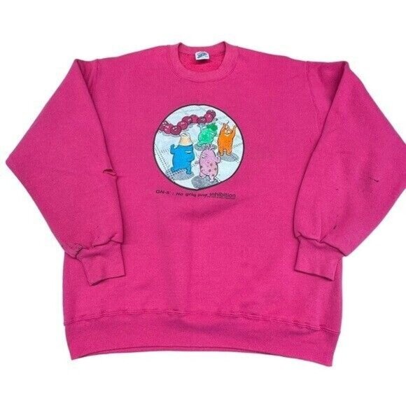 Jerzees Super Sweats XL Crew Neck Sweatshirt Pink Vintage 90's Gelman Sciences - Picture 1 of 9